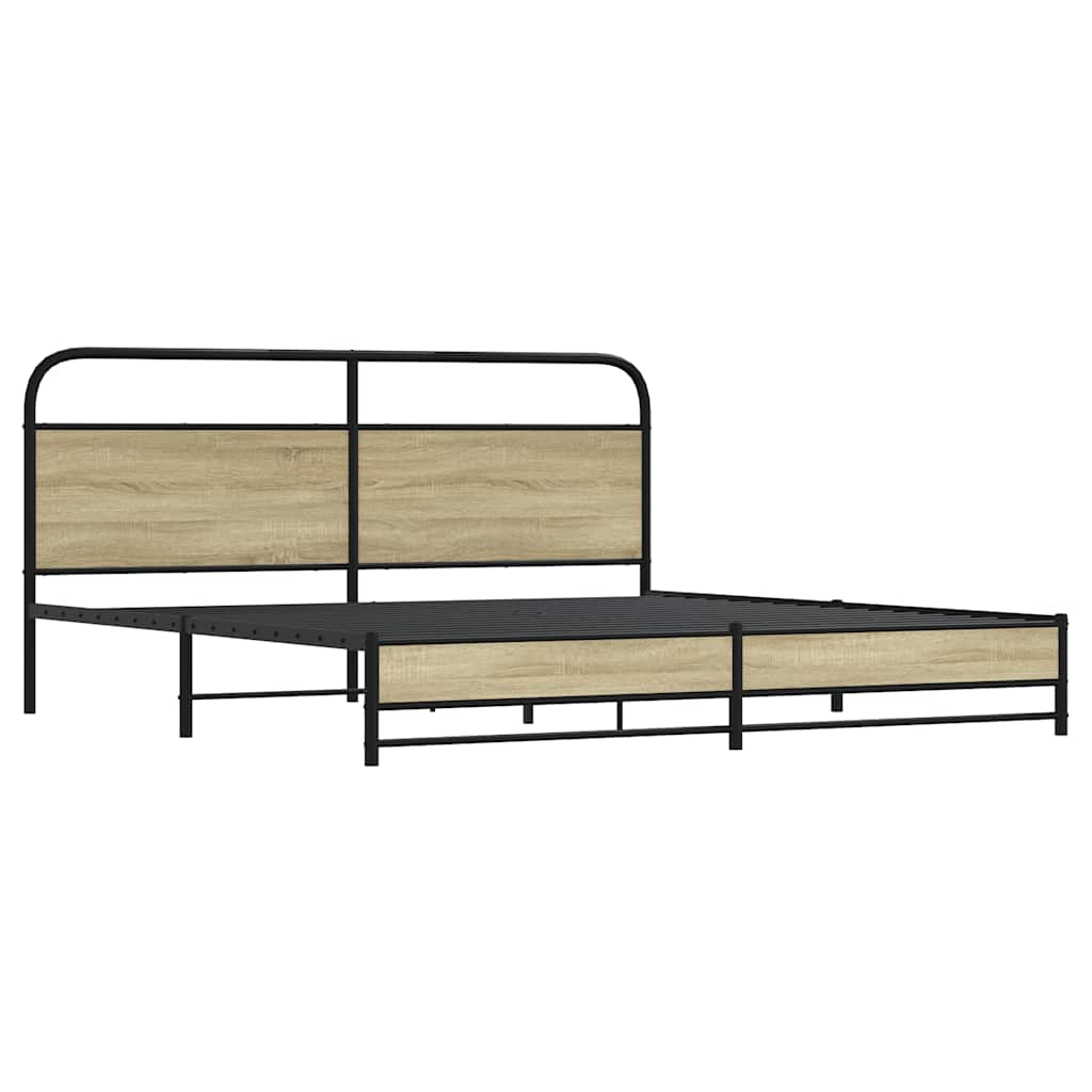 vidaXL Metal Bed Frame without Mattress Sonoma Oak 193x203 cm