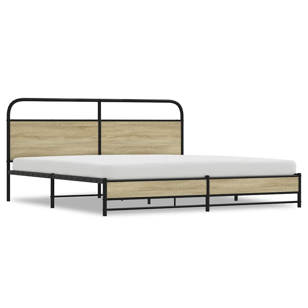 vidaXL Metal Bed Frame without Mattress Sonoma Oak 200x200 cm