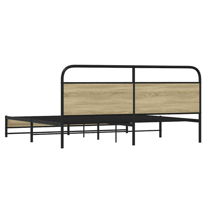 vidaXL Metal Bed Frame without Mattress Sonoma Oak 200x200 cm