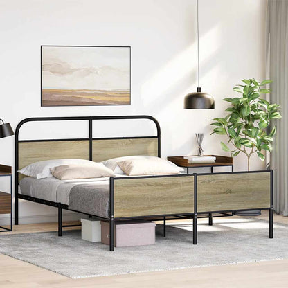 vidaXL Metal Bed Frame without Mattress Sonoma Oak 150x200 cm King Size