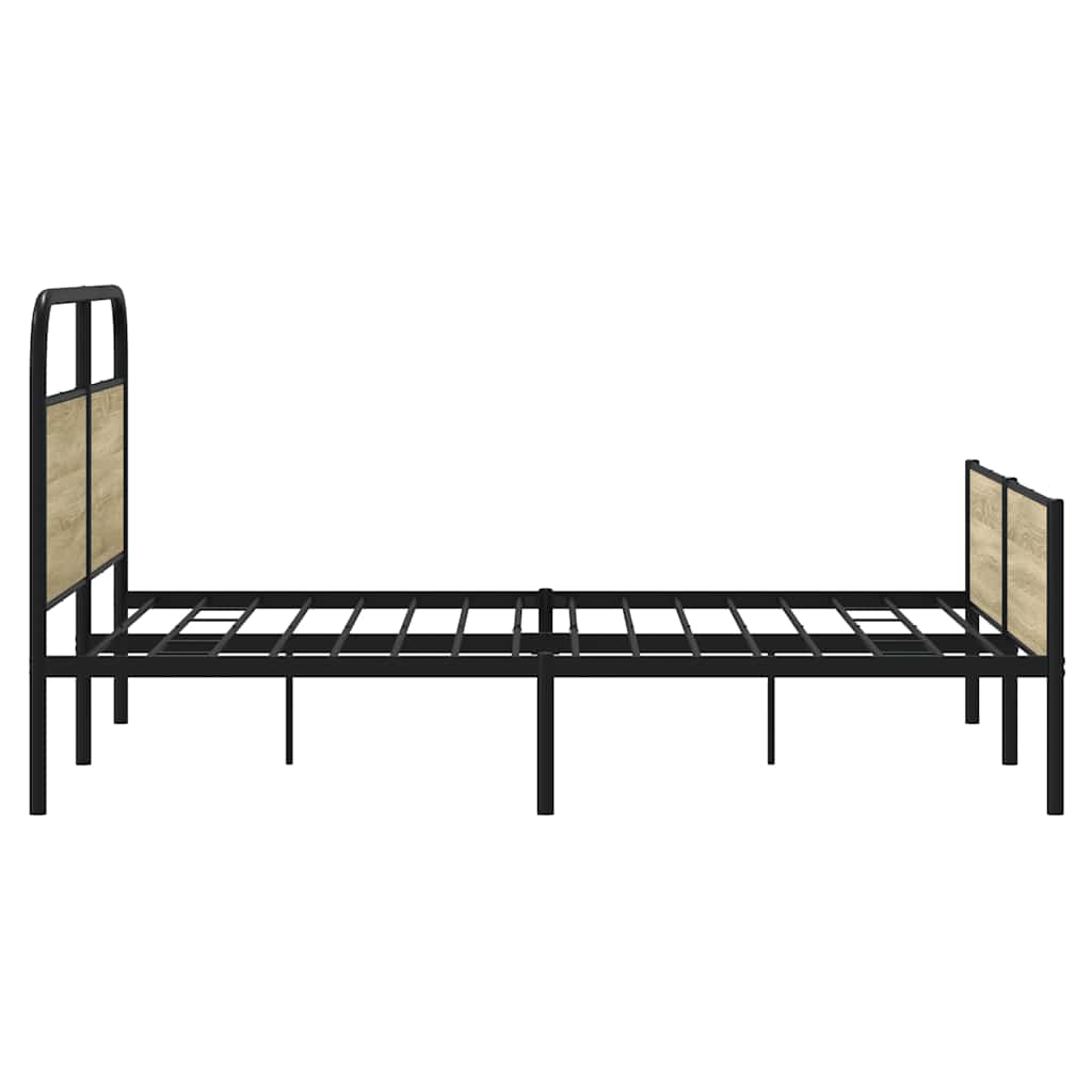 vidaXL Metal Bed Frame without Mattress Sonoma Oak 150x200 cm King Size