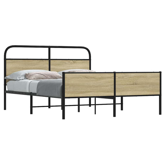 vidaXL Metal Bed Frame without Mattress Sonoma Oak 150x200 cm King Size