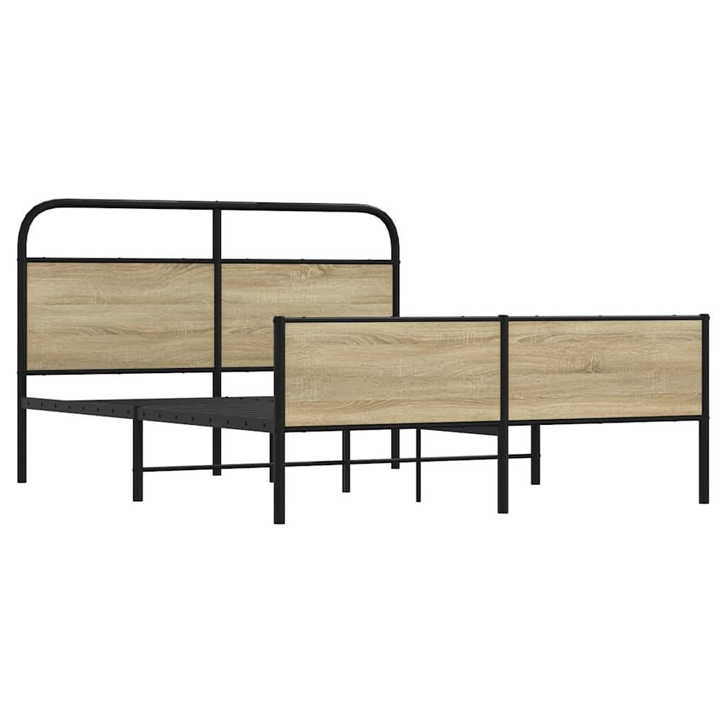vidaXL Metal Bed Frame without Mattress Sonoma Oak 160x200 cm
