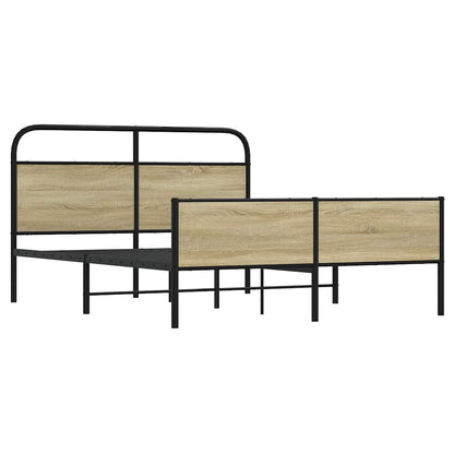 vidaXL Metal Bed Frame without Mattress Sonoma Oak 160x200 cm