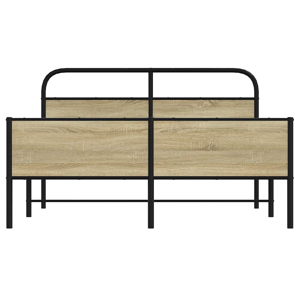 vidaXL Metal Bed Frame without Mattress Sonoma Oak 160x200 cm