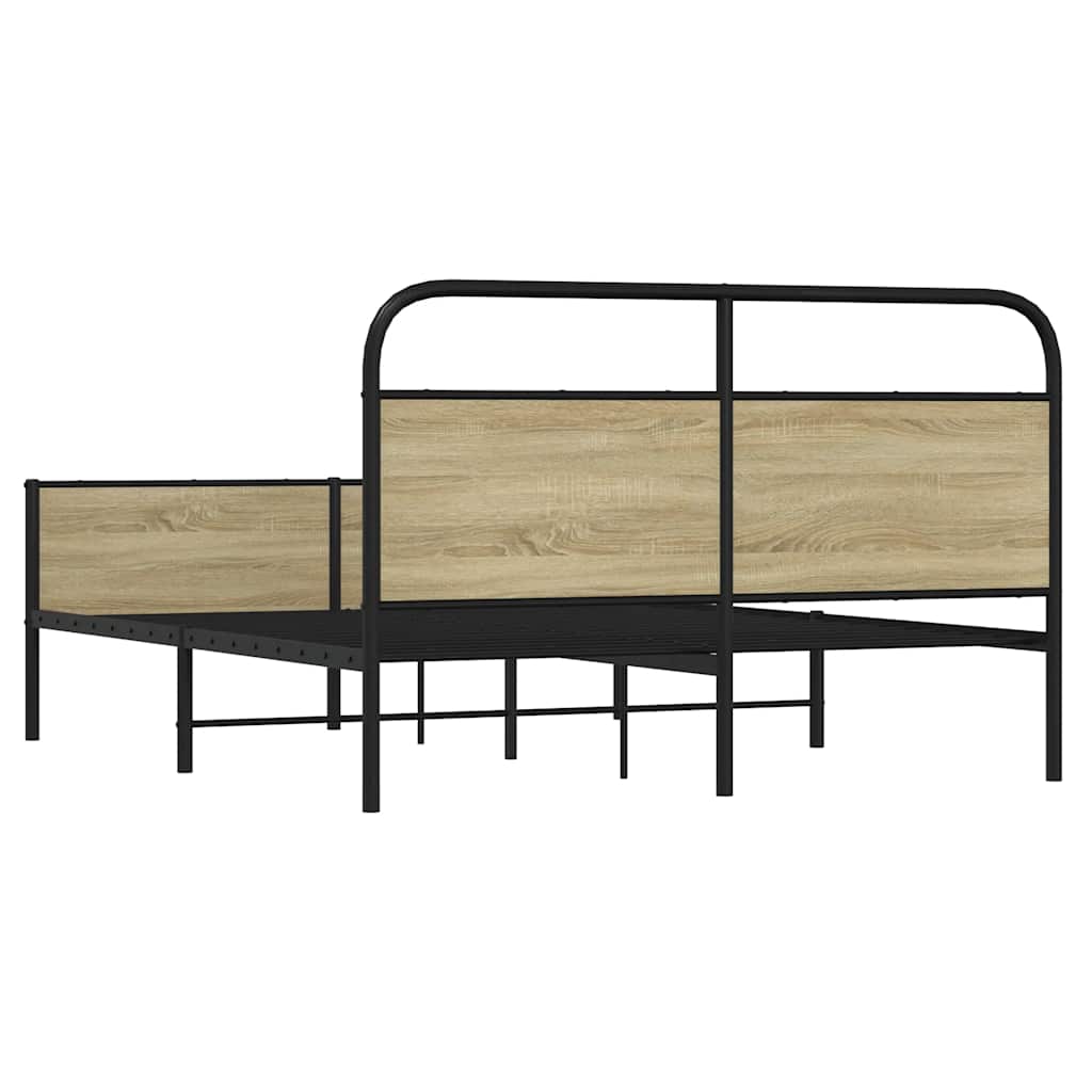 vidaXL Metal Bed Frame without Mattress Sonoma Oak 160x200 cm