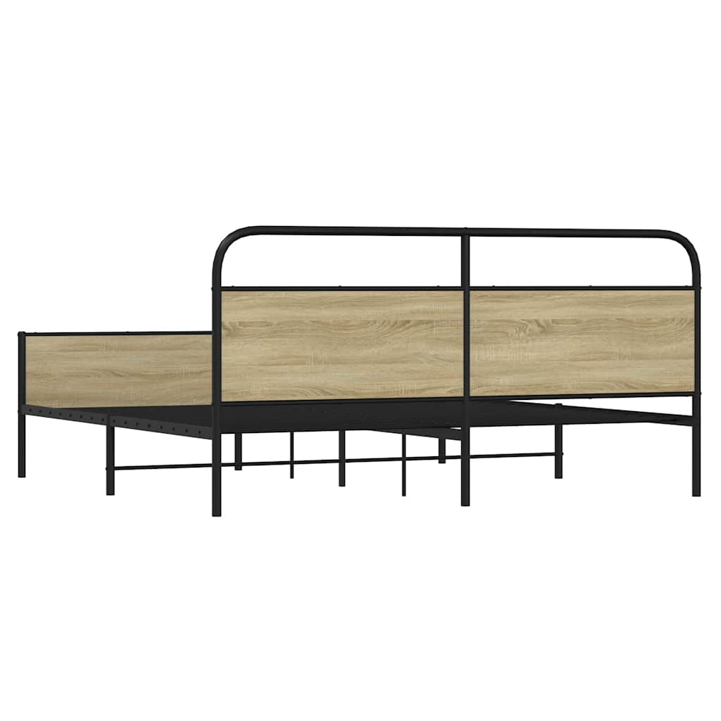 vidaXL Metal Bed Frame without Mattress Sonoma Oak 180x200 cm Super King