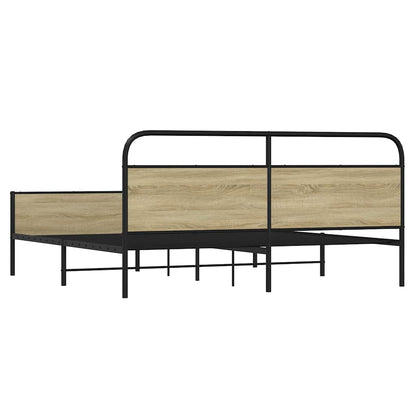 vidaXL Metal Bed Frame without Mattress Sonoma Oak 180x200 cm Super King