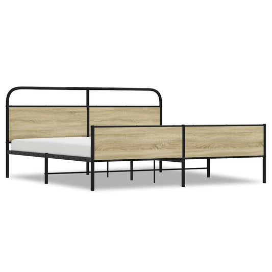 vidaXL Metal Bed Frame without Mattress Sonoma Oak 183x213 cm