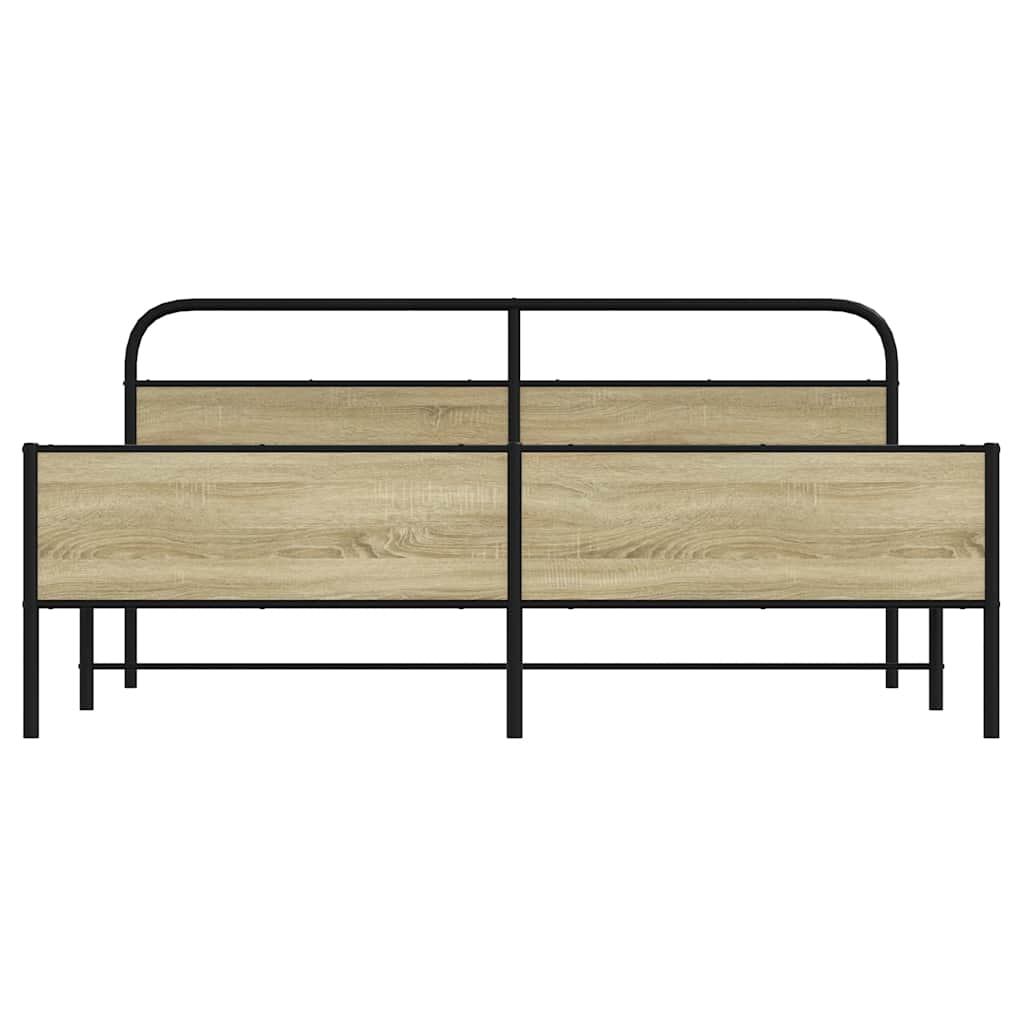 vidaXL Metal Bed Frame without Mattress Sonoma Oak 183x213 cm