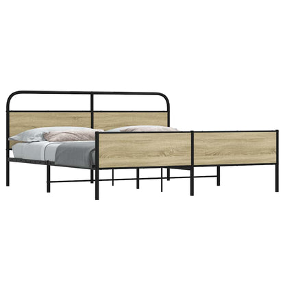 vidaXL Metal Bed Frame without Mattress Sonoma Oak 183x213 cm