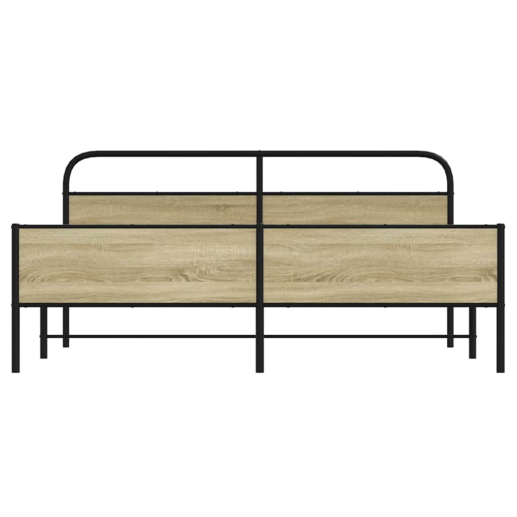 vidaXL Metal Bed Frame without Mattress Sonoma Oak 193x203 cm