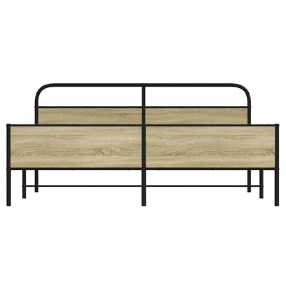 vidaXL Metal Bed Frame without Mattress Sonoma Oak 193x203 cm