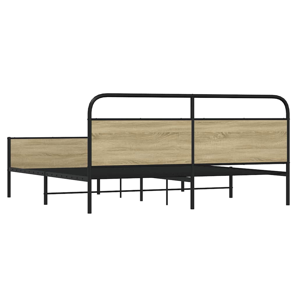 vidaXL Metal Bed Frame without Mattress Sonoma Oak 193x203 cm