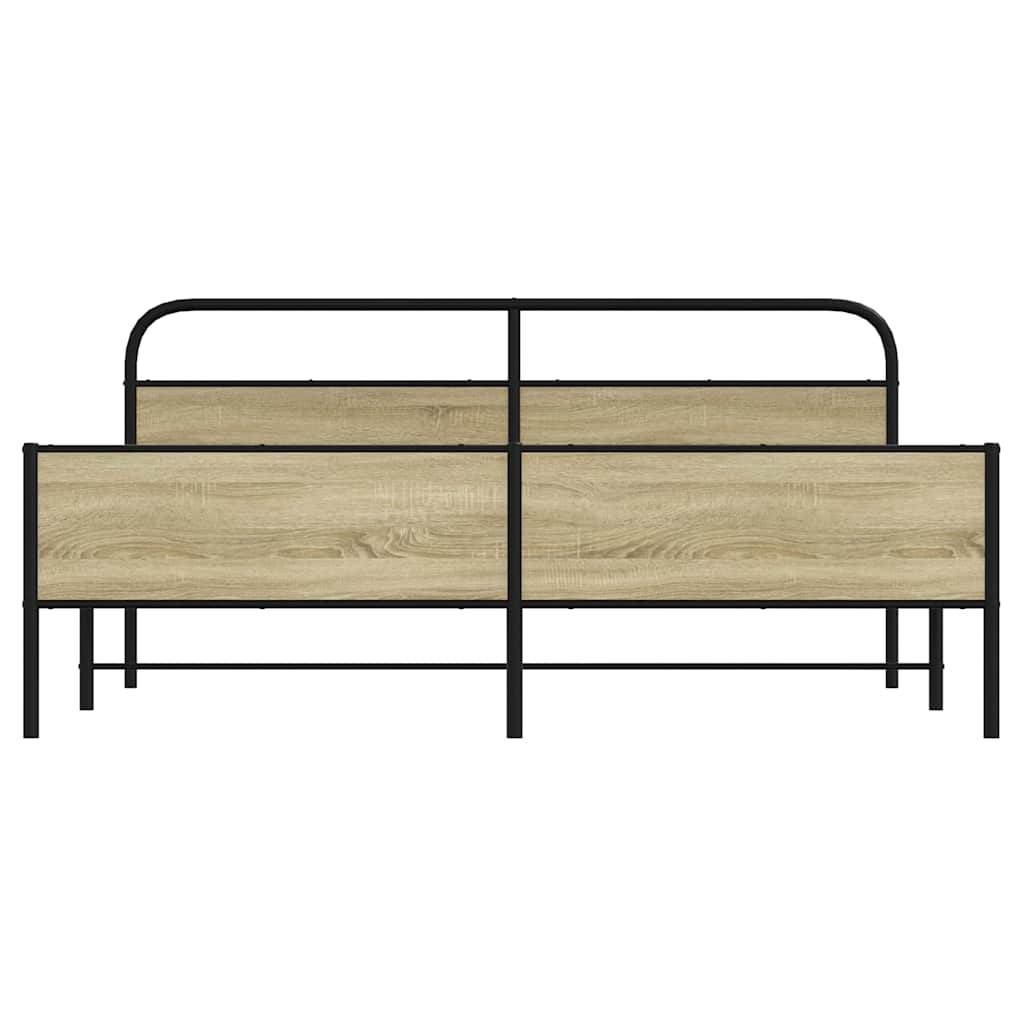 vidaXL Metal Bed Frame without Mattress Sonoma Oak 200x200 cm