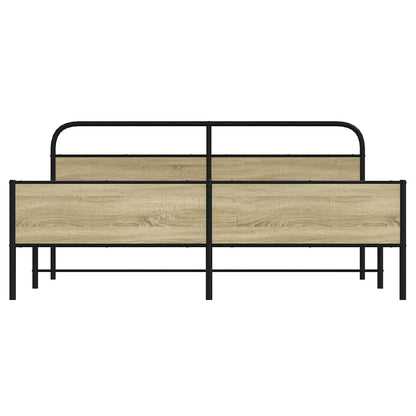 vidaXL Metal Bed Frame without Mattress Sonoma Oak 200x200 cm