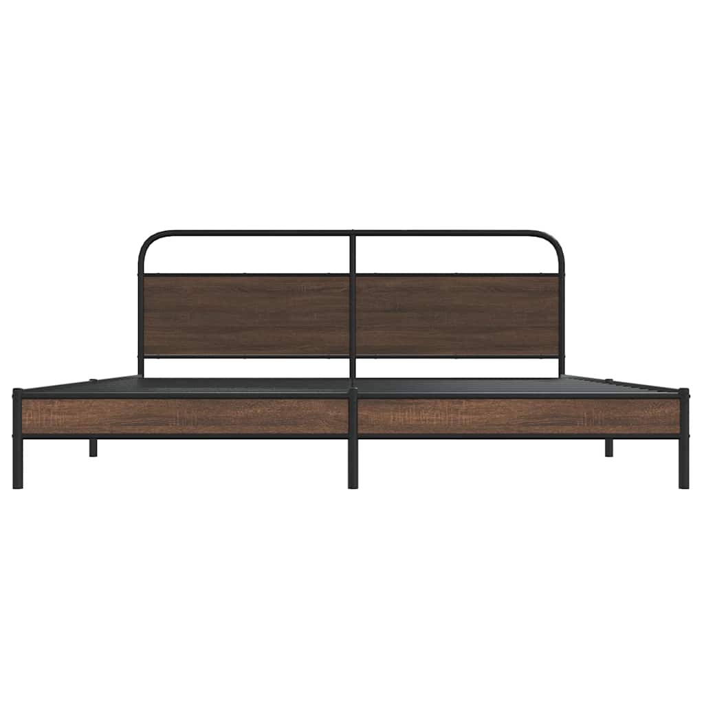 vidaXL Metal Bed Frame without Mattress Brown Oak 180x200 cm Super King