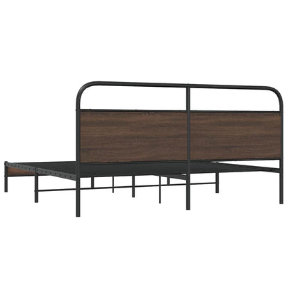 vidaXL Metal Bed Frame without Mattress Brown Oak 180x200 cm Super King