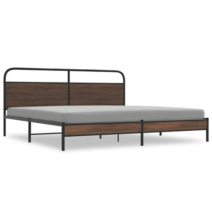 vidaXL Metal Bed Frame without Mattress Brown Oak 193x203 cm