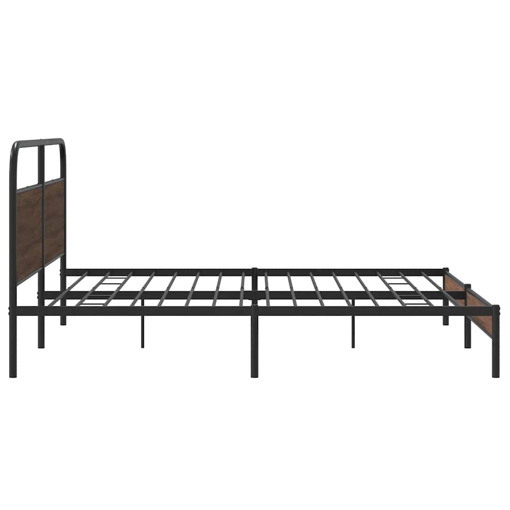 vidaXL Metal Bed Frame without Mattress Brown Oak 193x203 cm