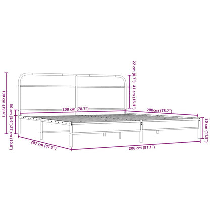 vidaXL Metal Bed Frame without Mattress Brown Oak 200x200 cm