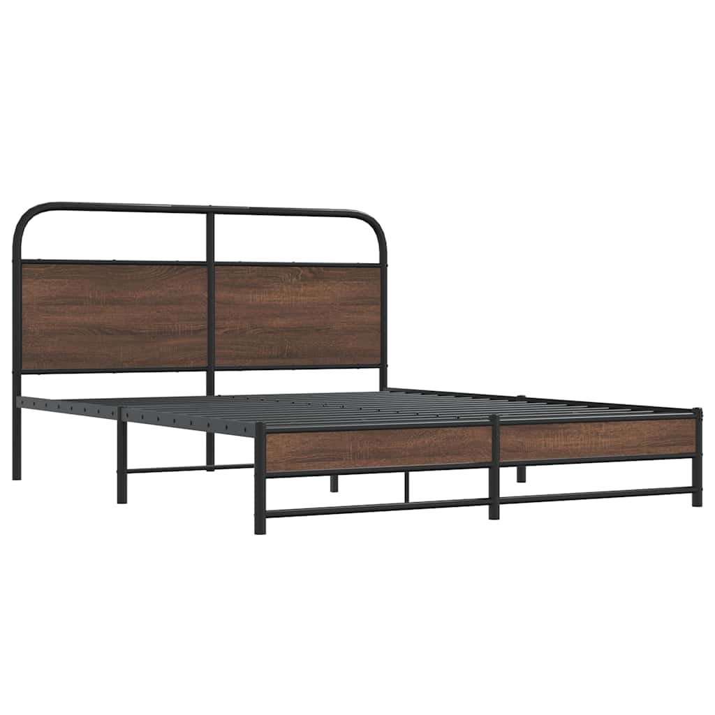vidaXL Metal Bed Frame without Mattress Brown Oak 160x200 cm