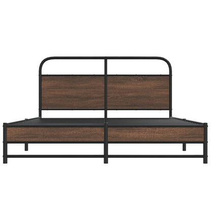 vidaXL Metal Bed Frame without Mattress Brown Oak 160x200 cm