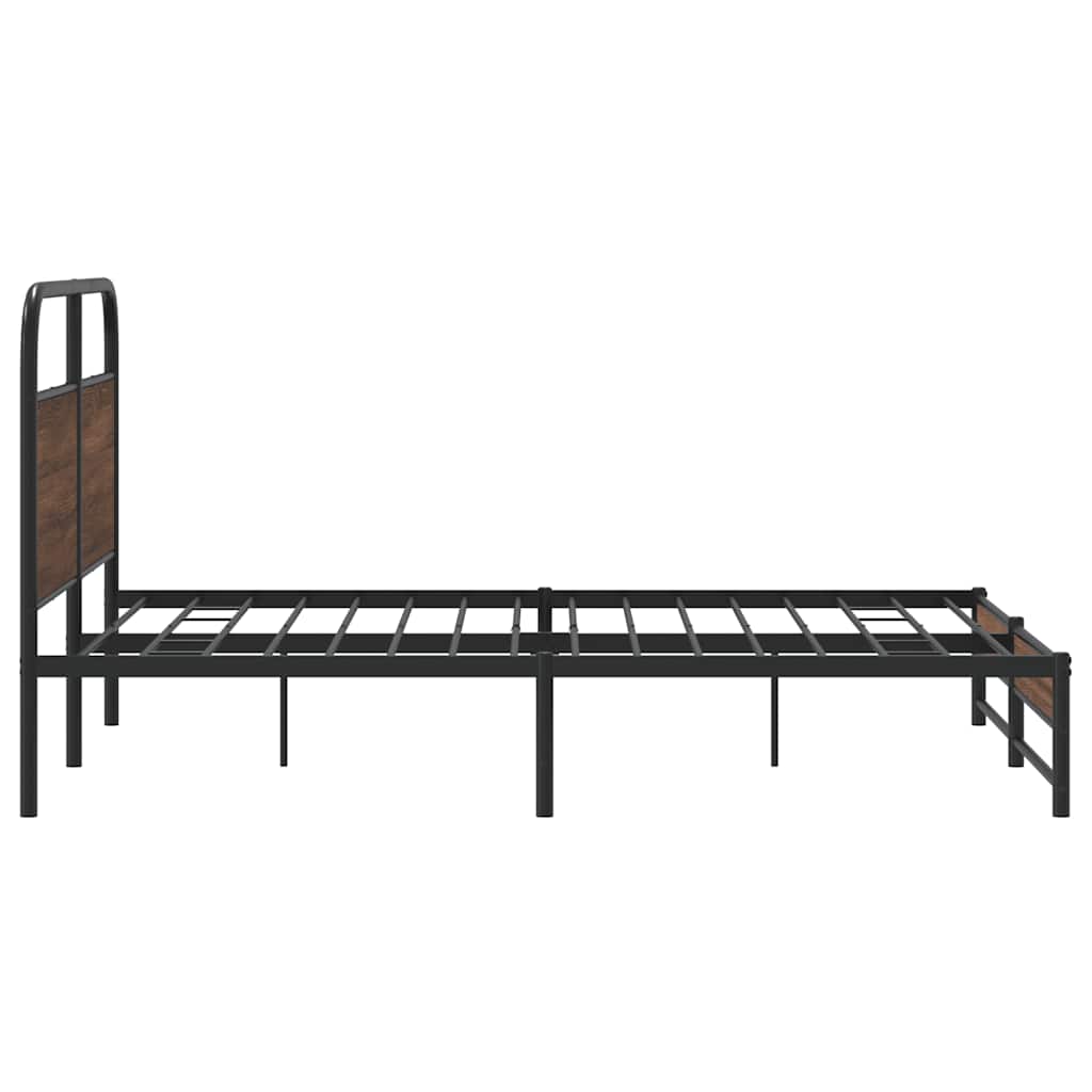 vidaXL Metal Bed Frame without Mattress Brown Oak 160x200 cm