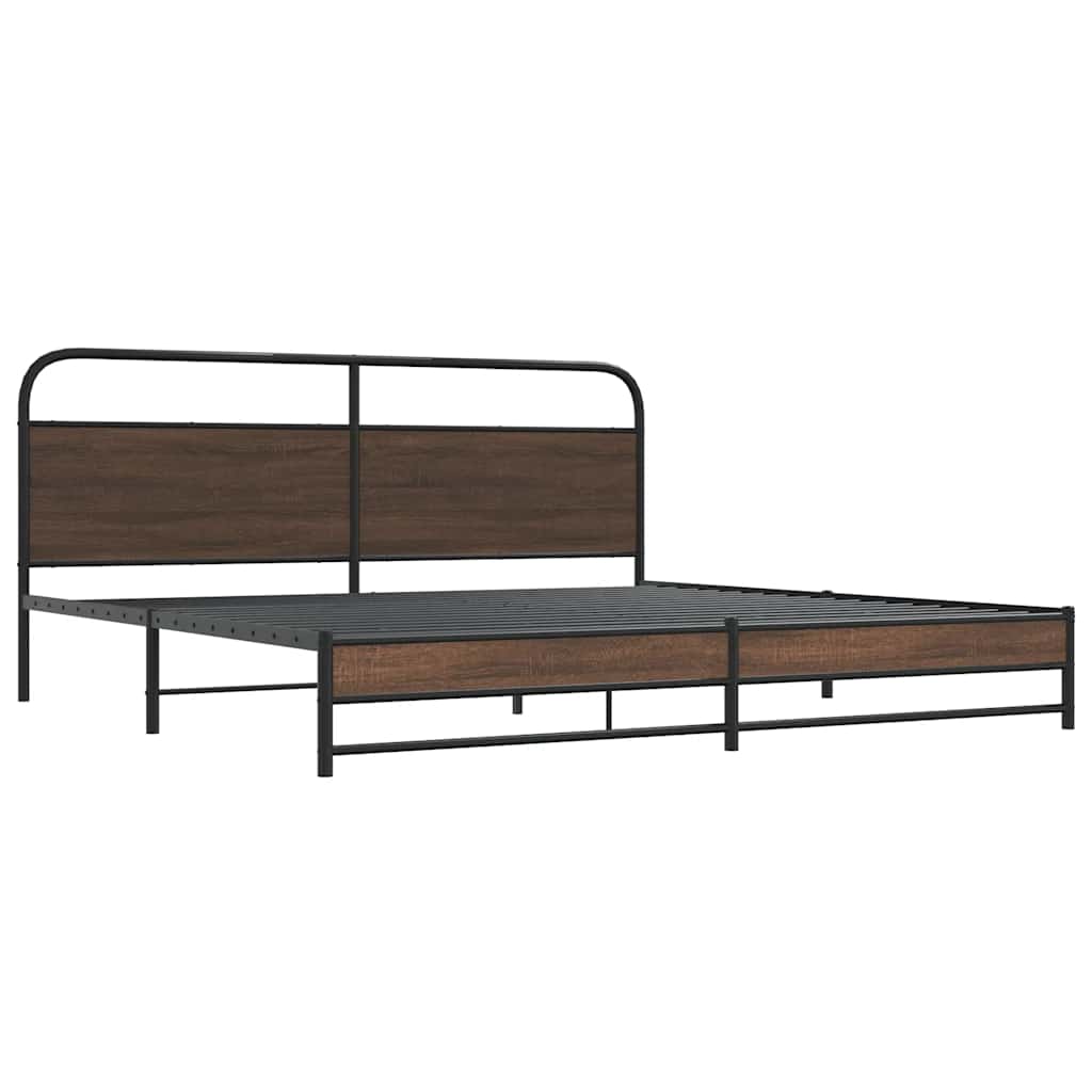 vidaXL Metal Bed Frame without Mattress Brown Oak 180x200 cm