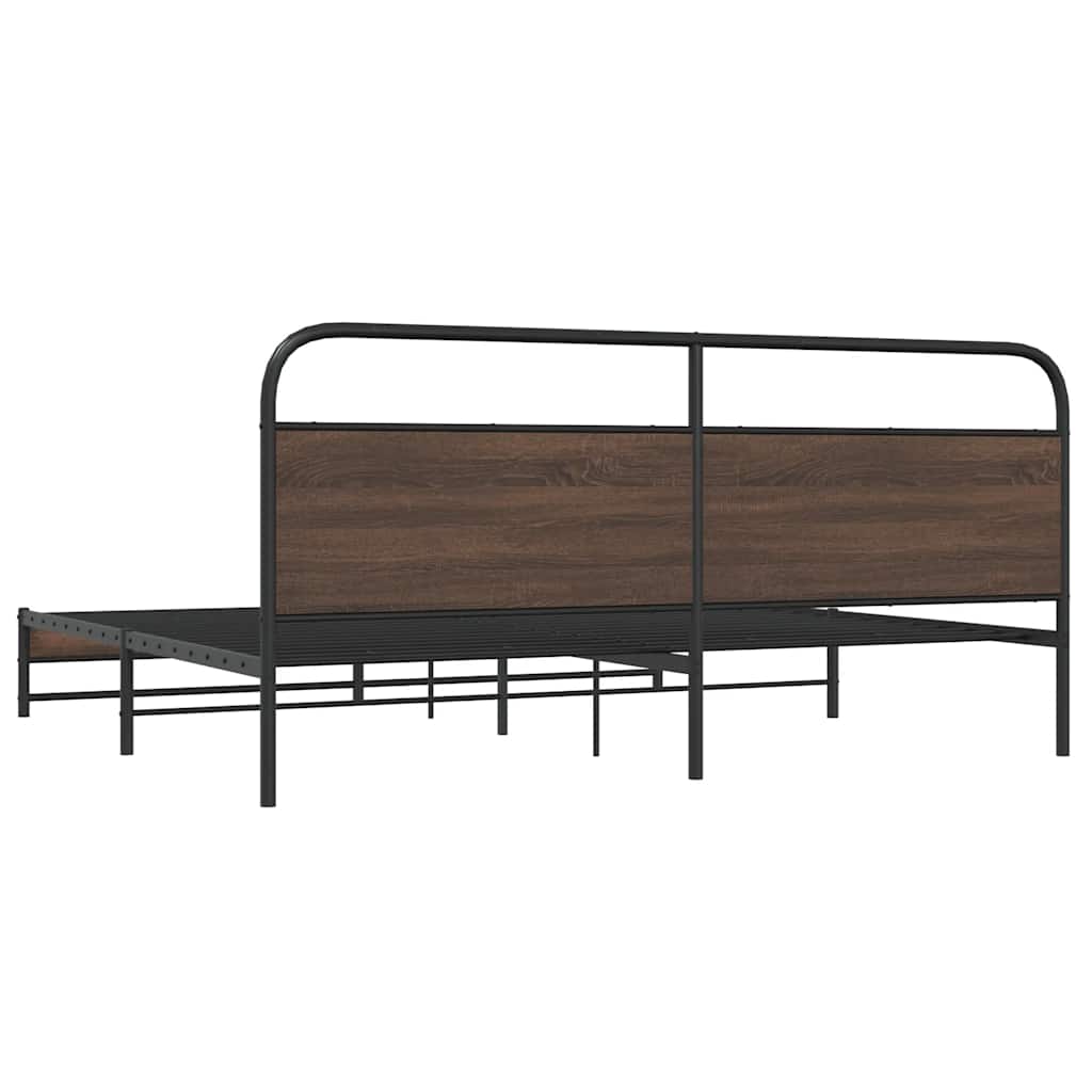 vidaXL Metal Bed Frame without Mattress Brown Oak 180x200 cm