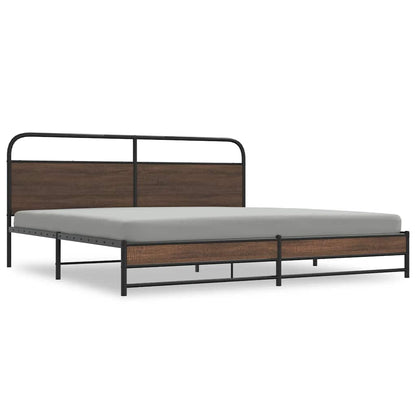 vidaXL Metal Bed Frame without Mattress Brown Oak 200x200 cm