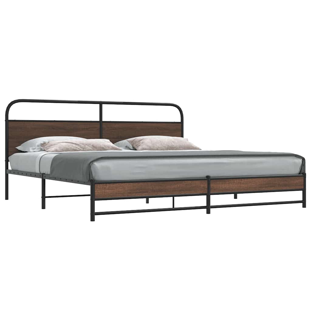 vidaXL Metal Bed Frame without Mattress Brown Oak 200x200 cm