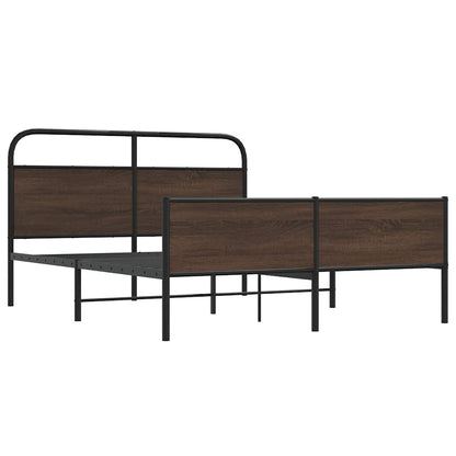 vidaXL Metal Bed Frame without Mattress Brown Oak 150x200 cm King Size