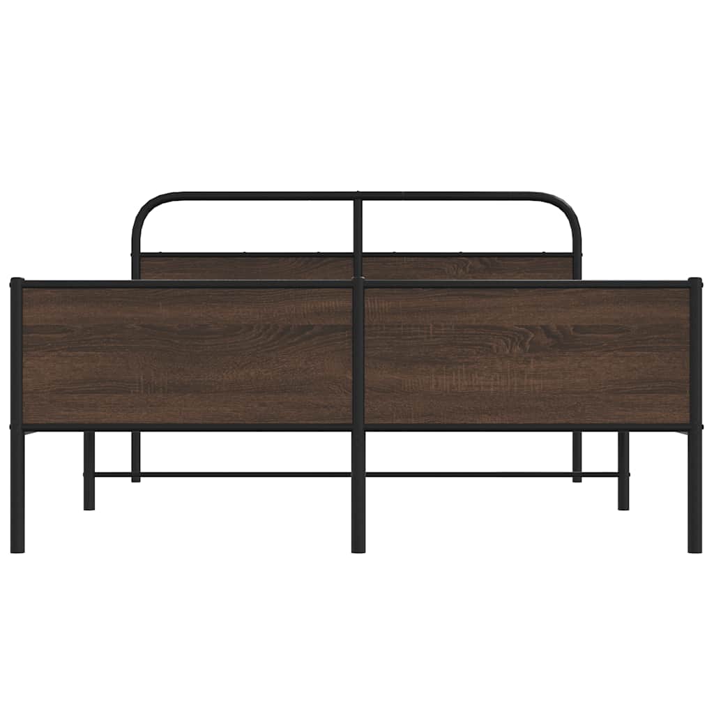 vidaXL Metal Bed Frame without Mattress Brown Oak 150x200 cm King Size