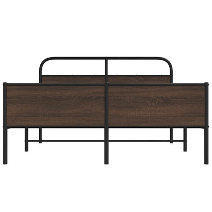 vidaXL Metal Bed Frame without Mattress Brown Oak 150x200 cm King Size