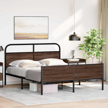vidaXL Metal Bed Frame without Mattress Brown Oak 160x200 cm