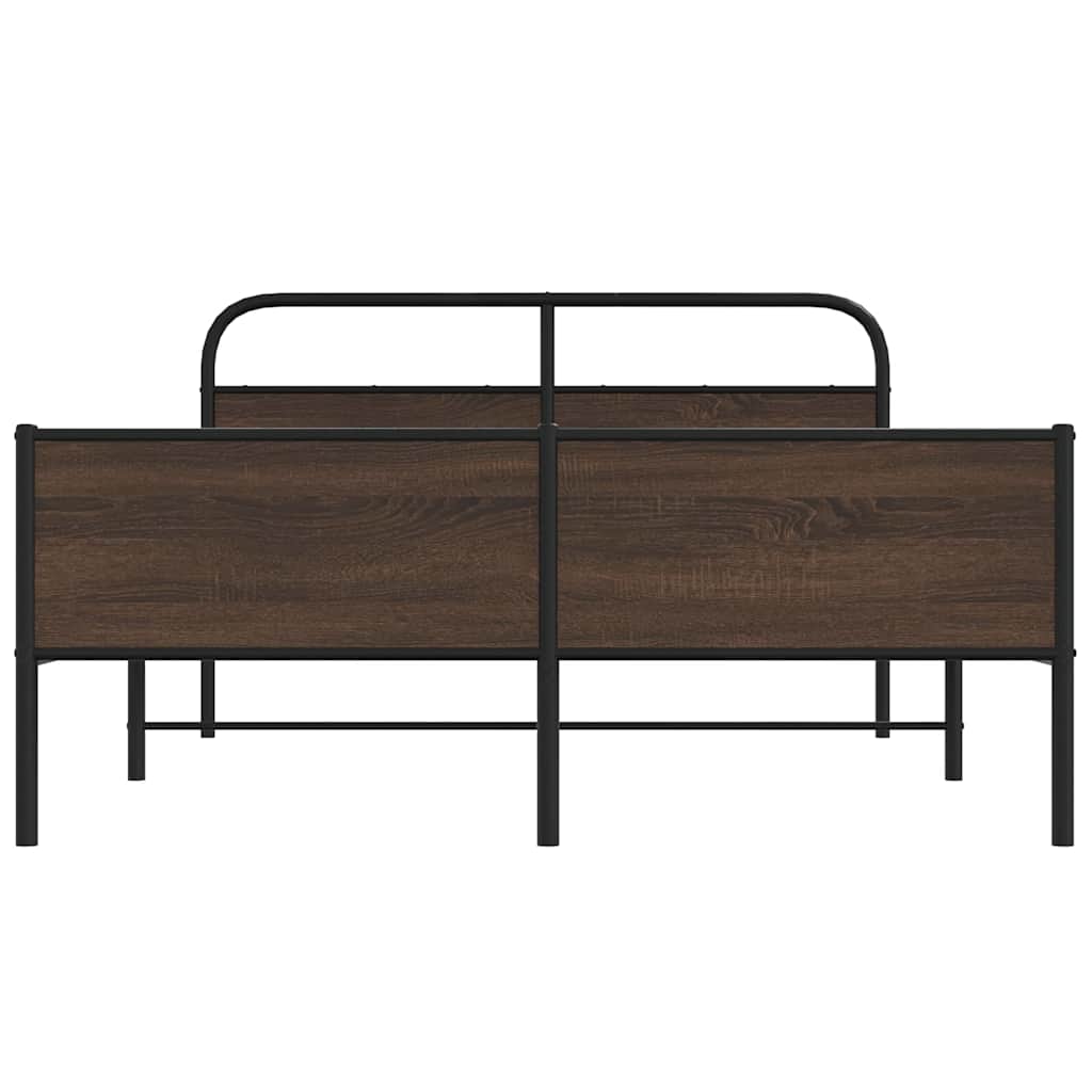 vidaXL Metal Bed Frame without Mattress Brown Oak 160x200 cm