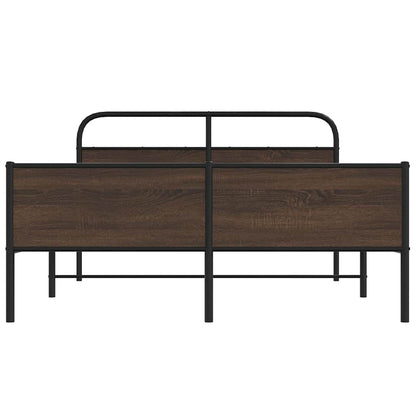 vidaXL Metal Bed Frame without Mattress Brown Oak 160x200 cm