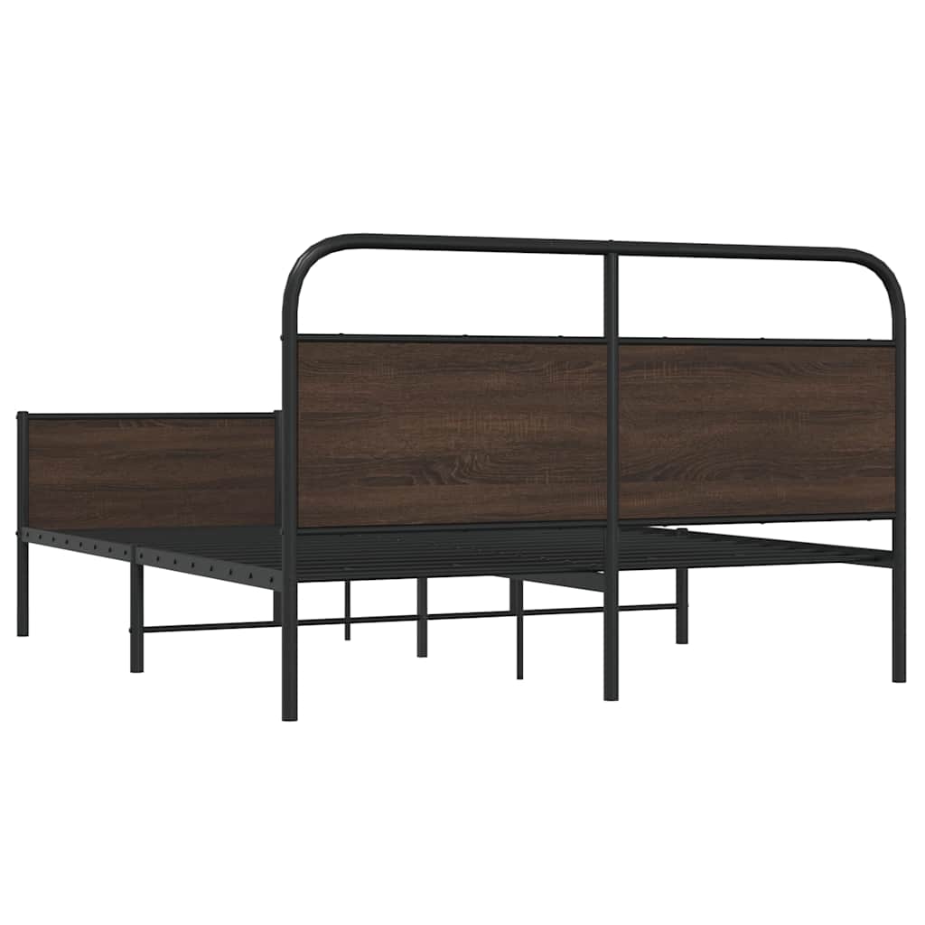 vidaXL Metal Bed Frame without Mattress Brown Oak 160x200 cm