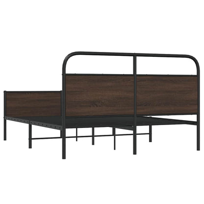 vidaXL Metal Bed Frame without Mattress Brown Oak 160x200 cm