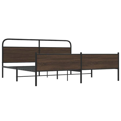 vidaXL Metal Bed Frame without Mattress Brown Oak 180x200 cm Super King