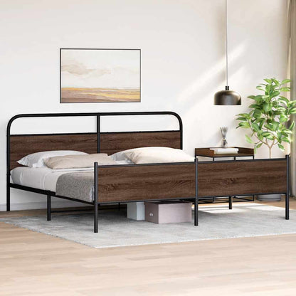 vidaXL Metal Bed Frame without Mattress Brown Oak 180x200 cm Super King