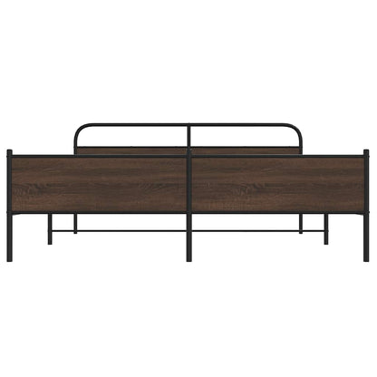 vidaXL Metal Bed Frame without Mattress Brown Oak 180x200 cm Super King
