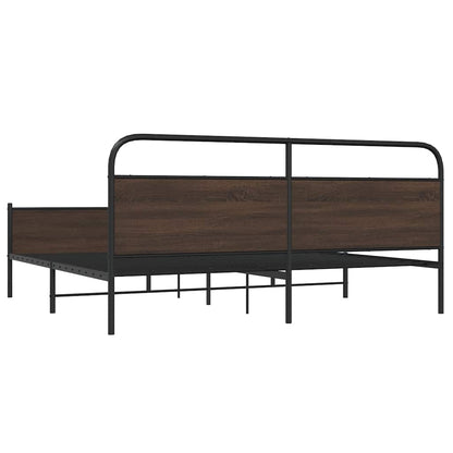 vidaXL Metal Bed Frame without Mattress Brown Oak 180x200 cm Super King