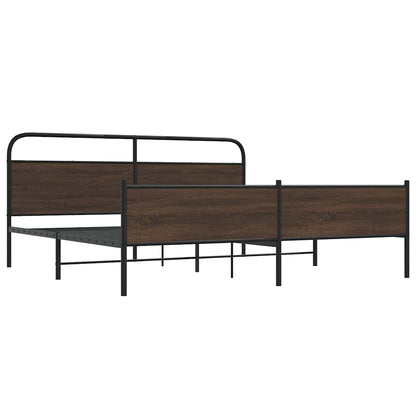vidaXL Metal Bed Frame without Mattress Brown Oak 183x213 cm