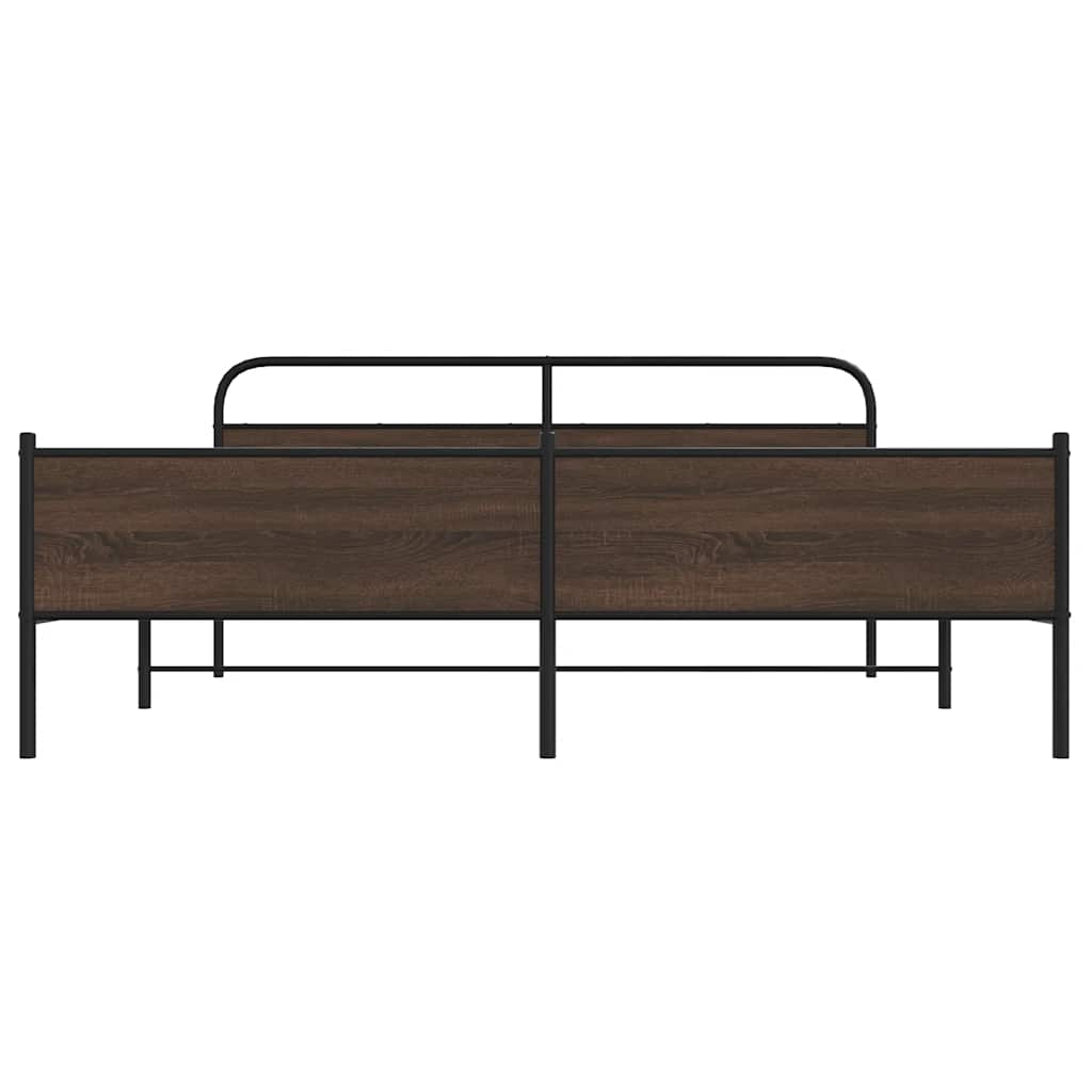 vidaXL Metal Bed Frame without Mattress Brown Oak 183x213 cm