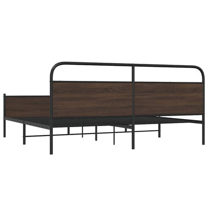 vidaXL Metal Bed Frame without Mattress Brown Oak 183x213 cm