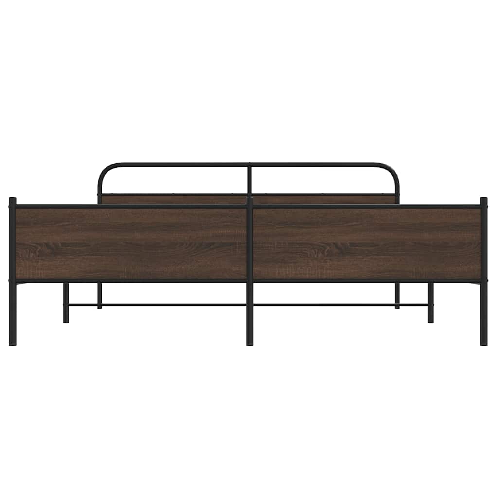 vidaXL Metal Bed Frame without Mattress Brown Oak 193x203 cm