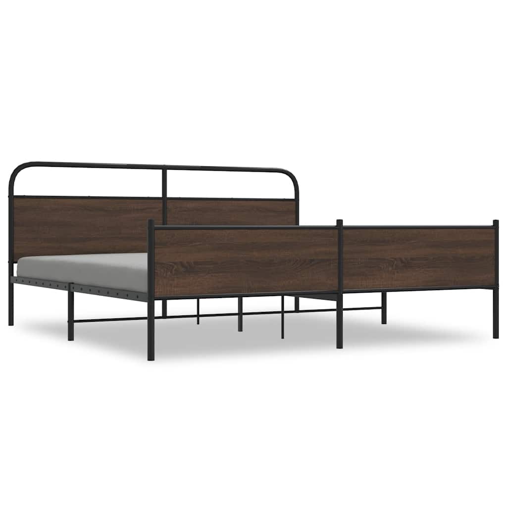 vidaXL Metal Bed Frame without Mattress Brown Oak 200x200 cm