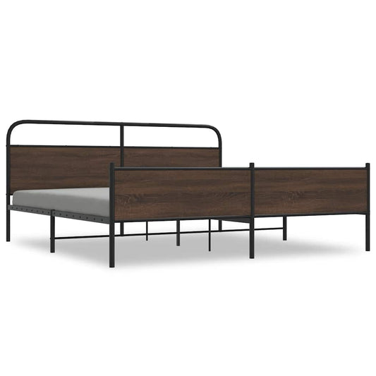 vidaXL Metal Bed Frame without Mattress Brown Oak 200x200 cm